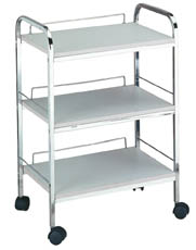 Apupöytä: 3 hyllytasoa, metallikaaret, 52 x 35 x 77 cm