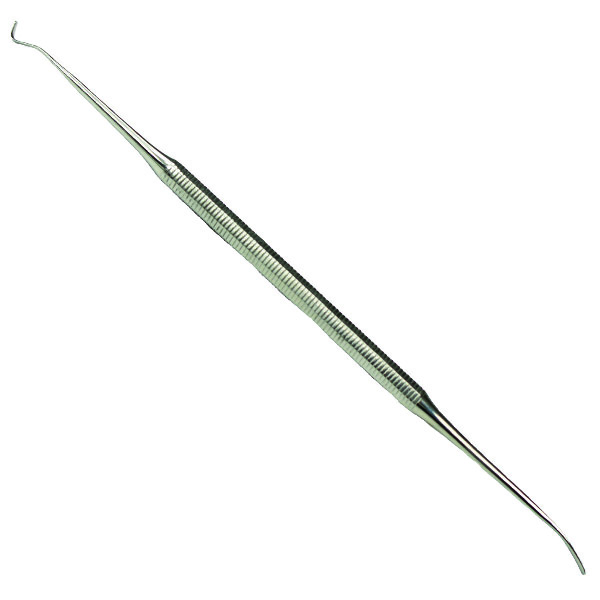 Tutkimusinstrumentti, kaksipäinen, 14 cm, taivutettu