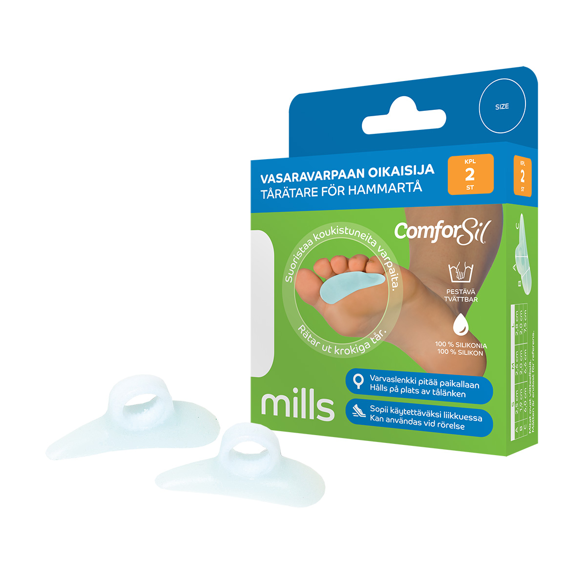 Comforsil Vasaravarpaan oikaisija varvaslenkillä