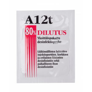 A12T Dilutus 80 % yksittäispakattu desinfektiopyyhe 250 kpl