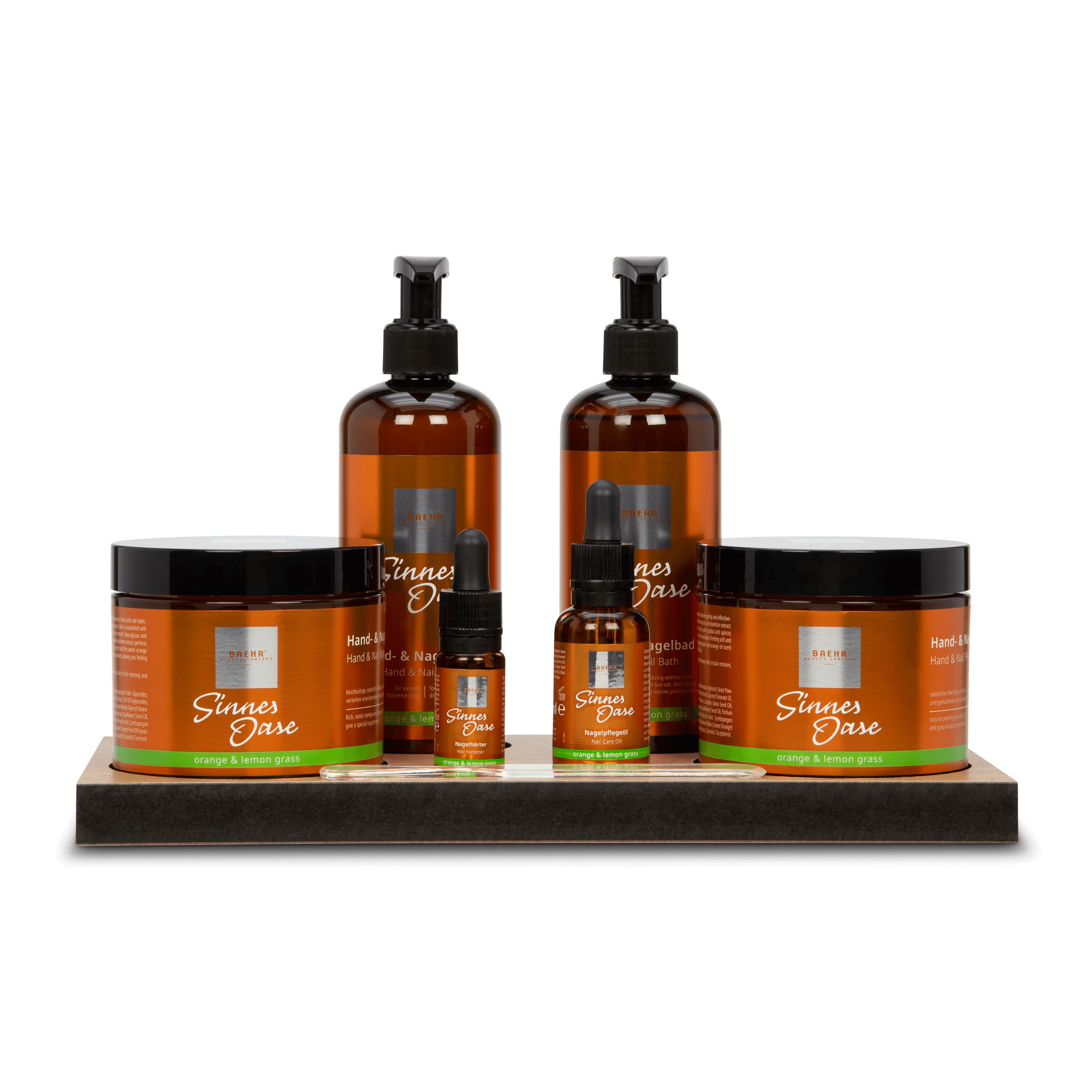 Baehr Sinnes Oase käsihoitopaketti pöytätelineellä